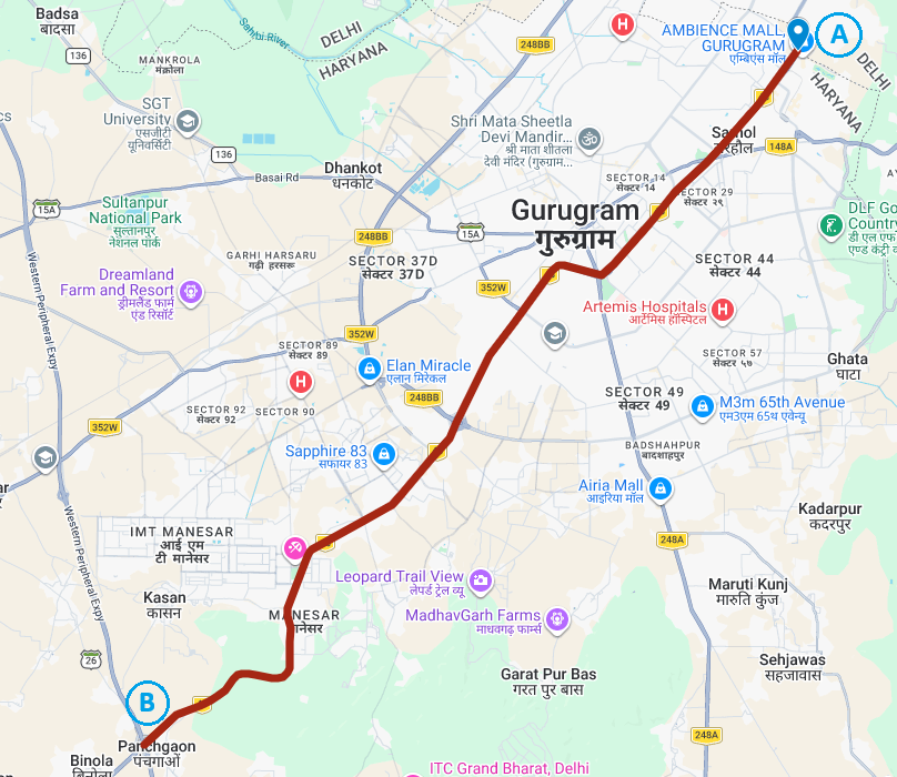 Delhi Haryana Border - Panchgaon (NH-8) (Right Side of NH-8) - 31.1KM